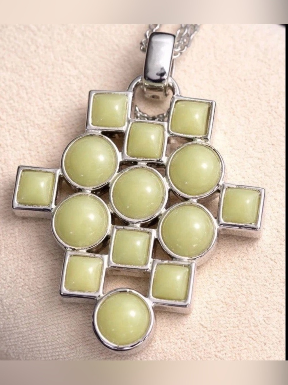 Lia Sophia NWT Jade Green Geometric Statement Pendant Necklace Retired
